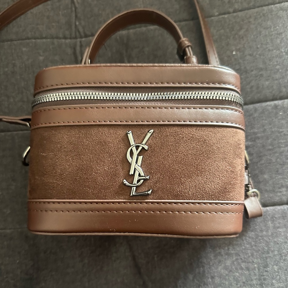 Brown Suede & Leather Box Crossbody